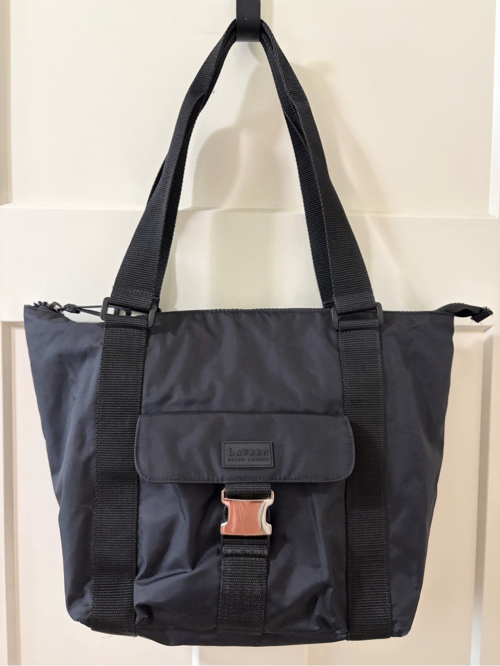 Vintage Lauren Ralph Lauren Tote Bag Black Nylon Shoulder Bag Hanndbag